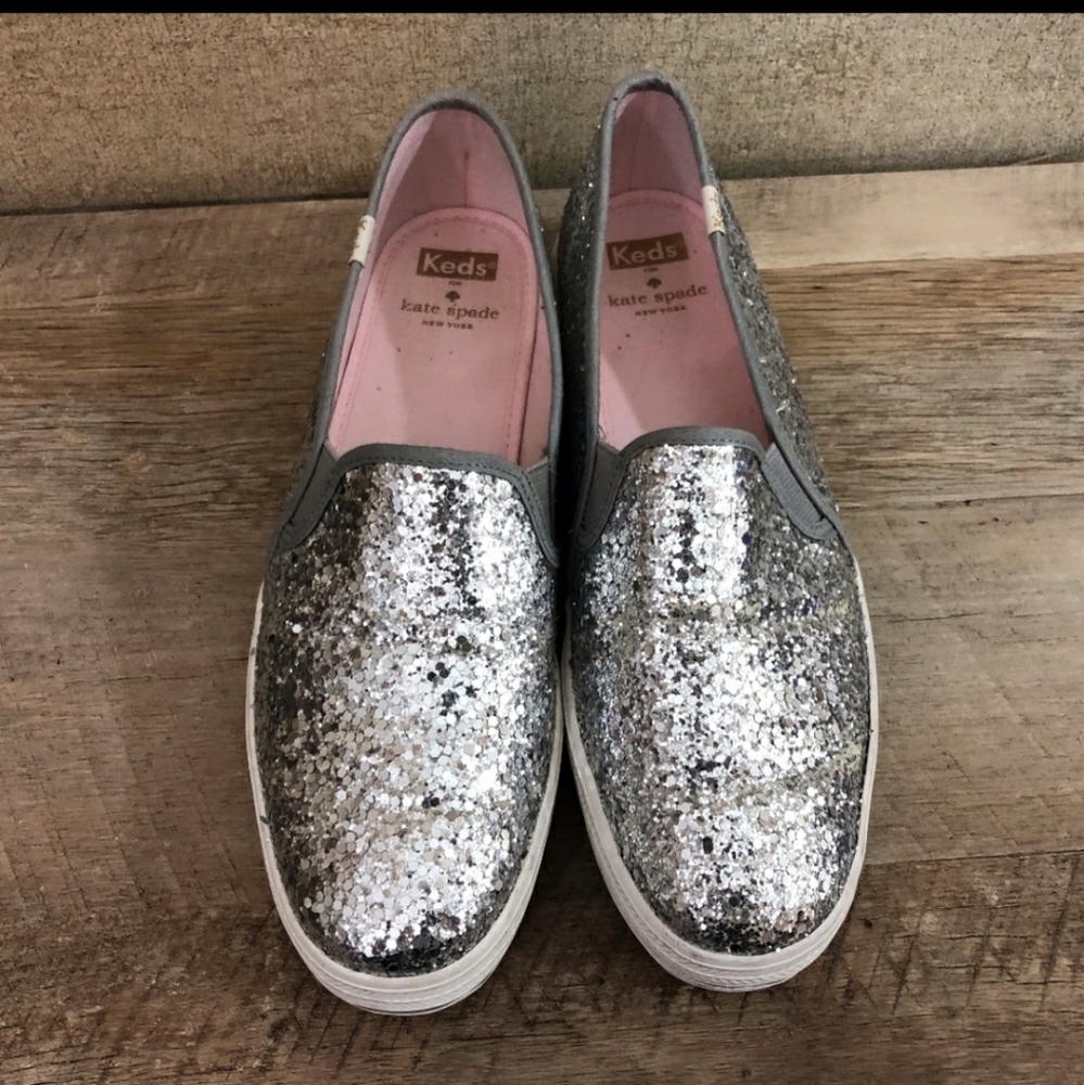 Keds Kate Spade Triple Decker Silver Glitter Shoes
